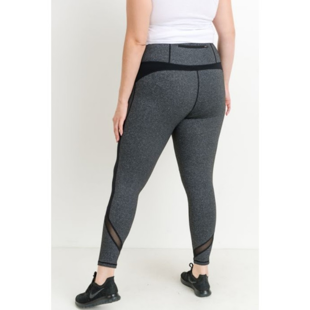 Highwaist Slanted Colorblock Mesh Full Leggings - Picture 5 of 5